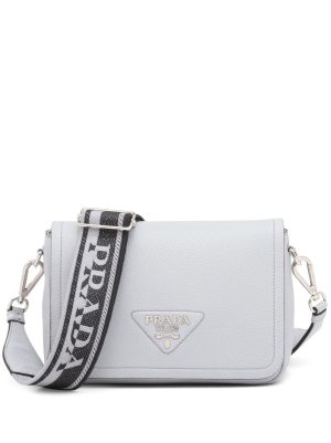 Prada logo-plaque leather shoulder bag