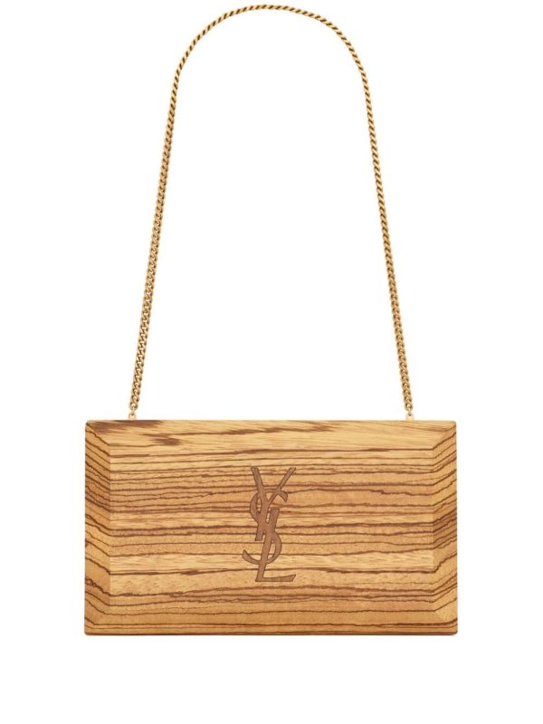 Saint Laurent Minaudiere wood clutch bag
