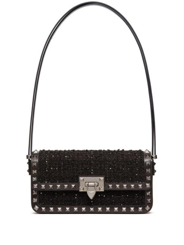 Valentino Garavani Rockstud23 E/W tweed shoulder bag