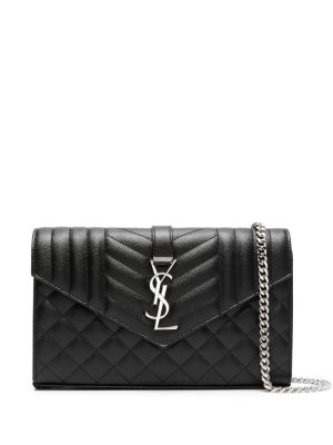 Saint Laurent logo-plaque quilted clutch bag