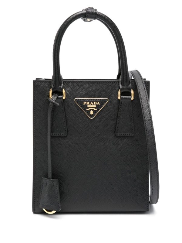 Prada Saffiano triangle-plaque tote bag