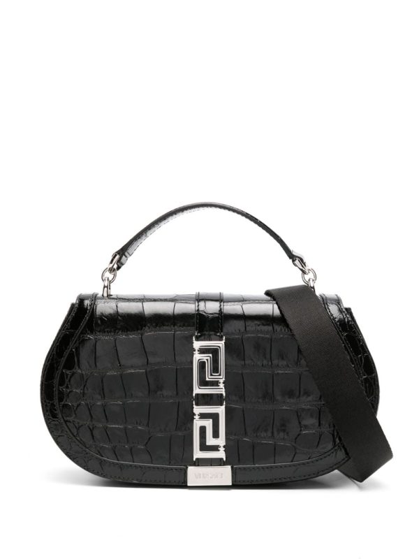 Versace Greca Goddess croc-embossed shoulder bag