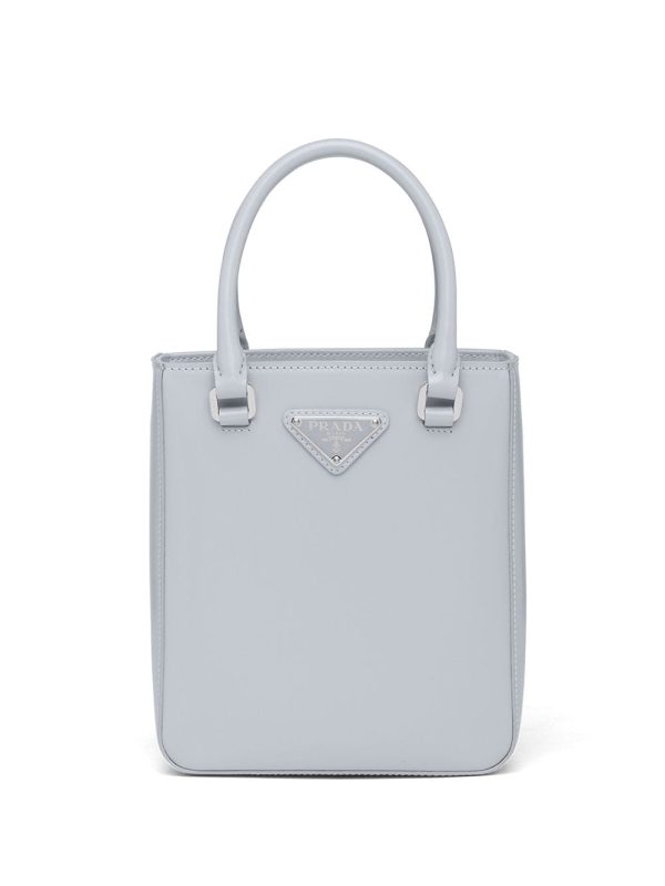 Prada small triangle plaque tote