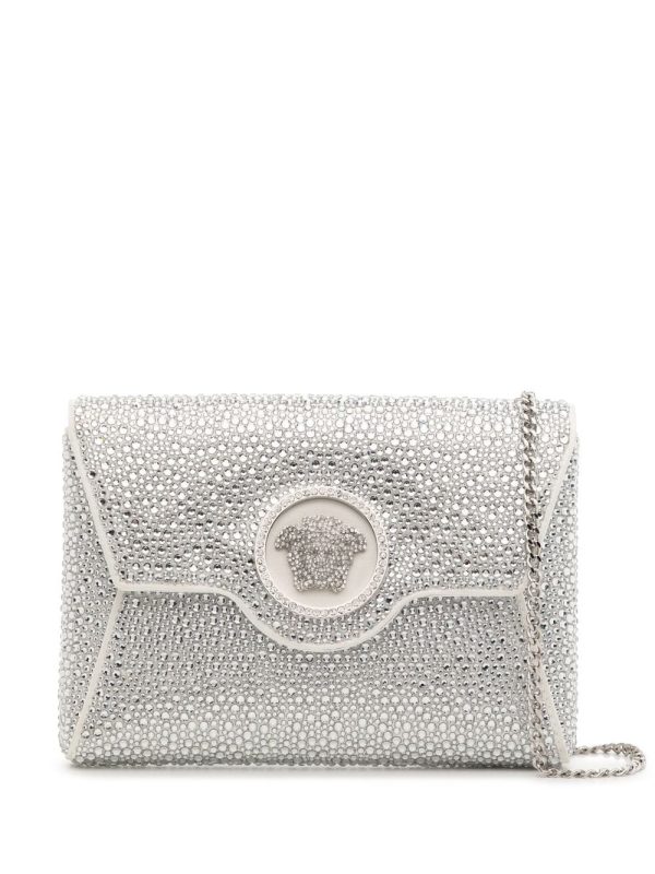 Versace La Medusa crystal envelope clutch
