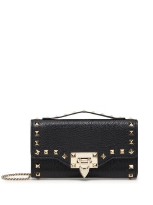 Valentino Garavani Rockstud leather wallet-on-chain