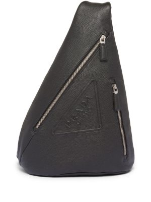 Prada logo-stamp leather backpack