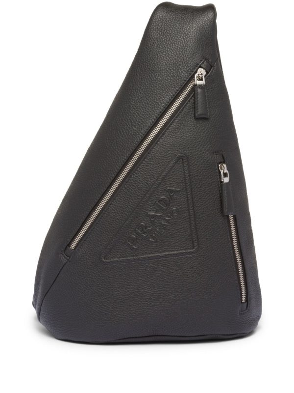 Prada logo-stamp leather backpack
