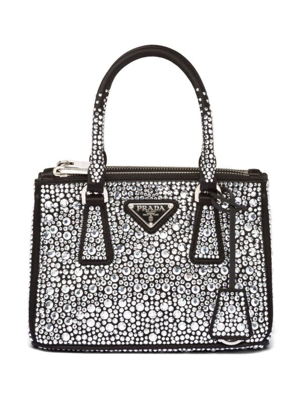 Prada Galleria crystal-embellished satin mini bag