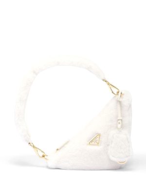 Prada mini triangle logo shearling shoulder bag