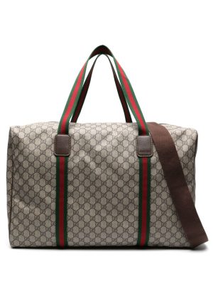 Gucci large Web-detail leather holdall