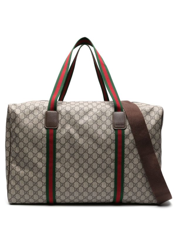 Gucci large Web-detail leather holdall