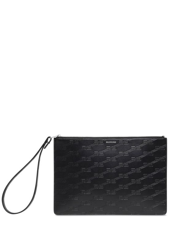 Balenciaga monogram-embossed clutch bag
