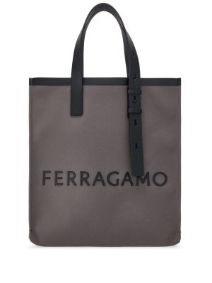 Ferragamo logo-plaque leather tote bag