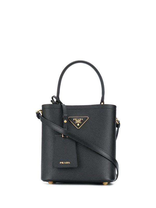 Prada logo plaque bucket bag
