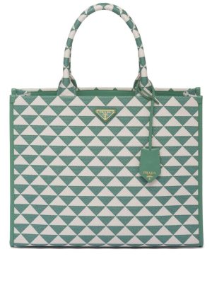 Prada large Symbole embroidered tote bag