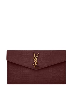Saint Laurent Uptown crocodile-embossed clutch bag
