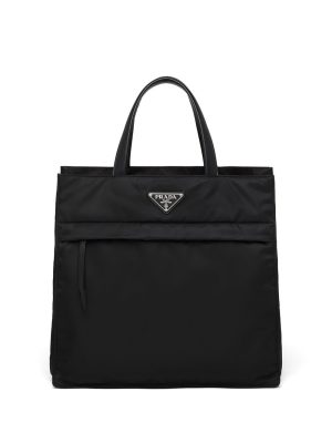 Prada Re-Nylon logo plaque tote bag