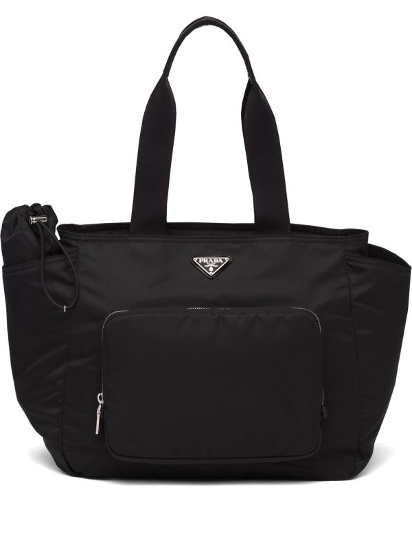 Prada enamel logo plaque changing bag