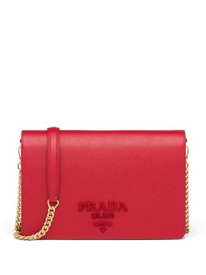 Prada logo-plaque Saffiano leather mini bag