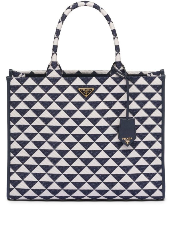 Prada large Symbole embroidered tote bag