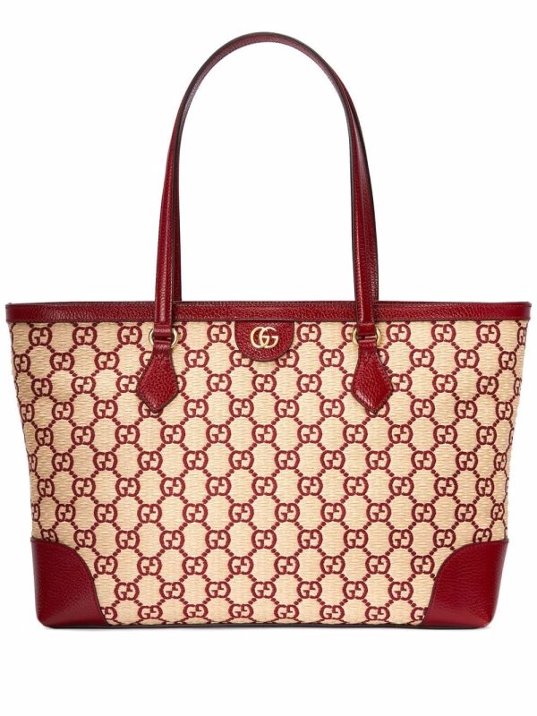 Gucci Ophidia GG straw tote bag