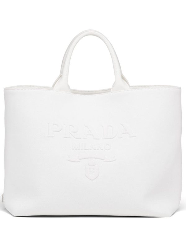 Prada embroidered-logo tote bag