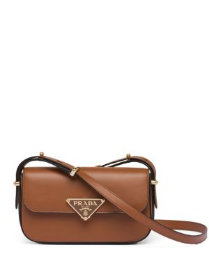 Prada logo-plaque leather crossbody bag