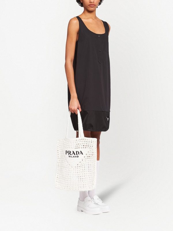 Prada logo-print raffia tote bag - Image 2