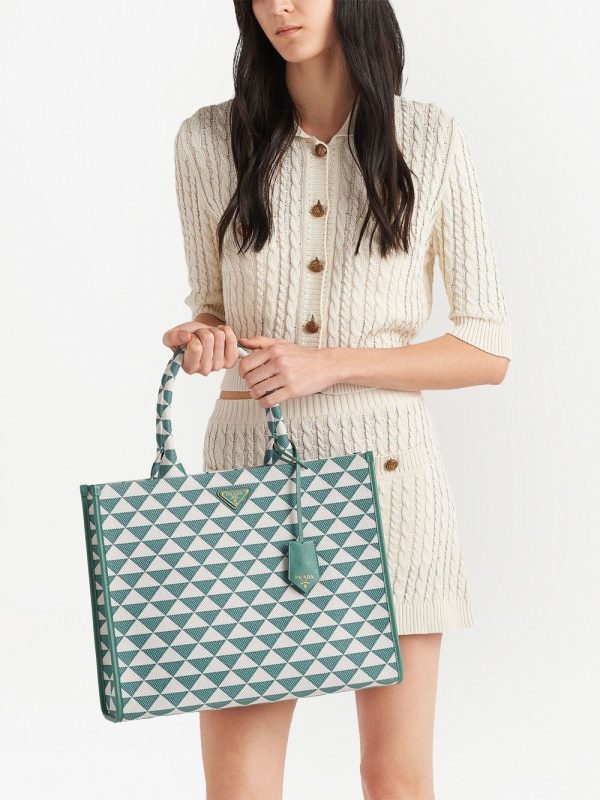 Prada large Symbole embroidered tote bag - Image 2