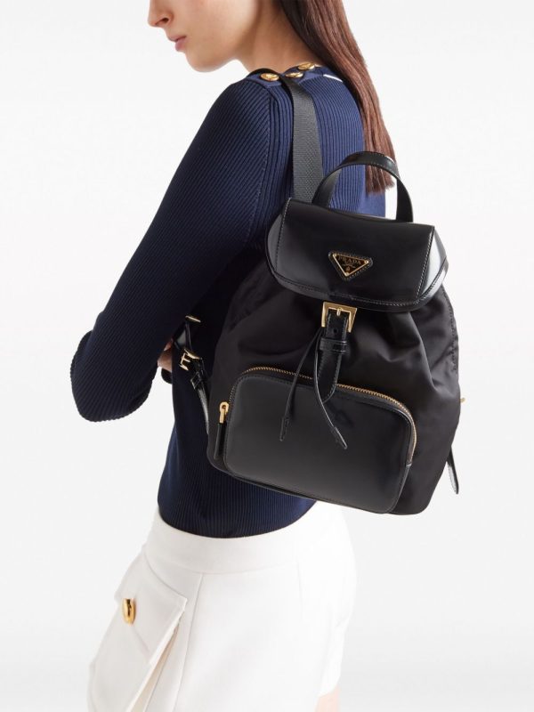 Prada logo-plaque panelled backpack - Image 2