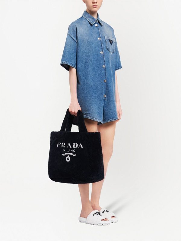 Prada logo-print terry-cloth tote bag - Image 2