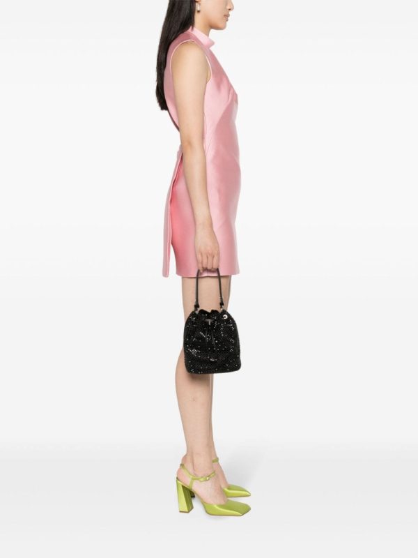 Prada enamel-logo crystal-embellished bucket bag - Image 2