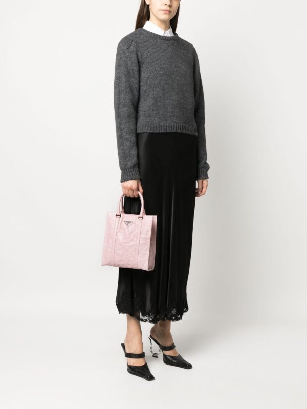Prada logo-plaque crinkle-effect tote bag - Image 2