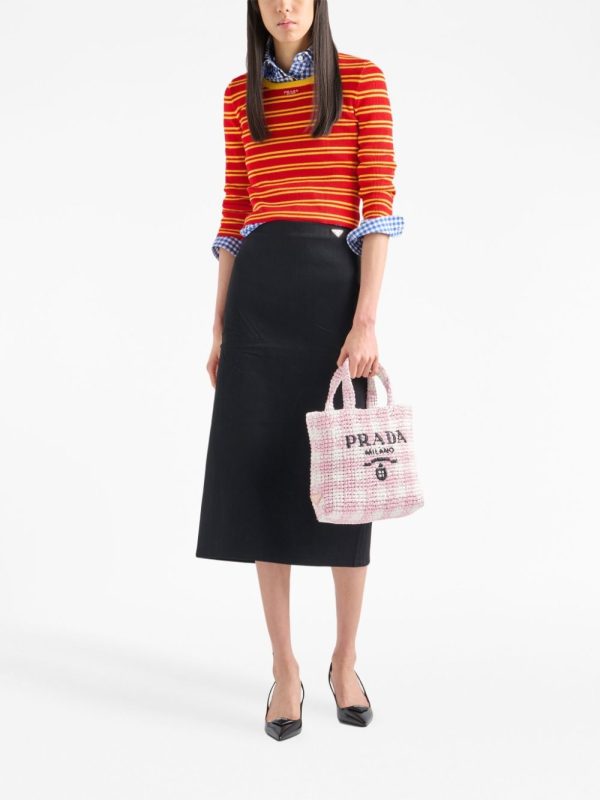 Prada logo-knit gingham tote bag - Image 2