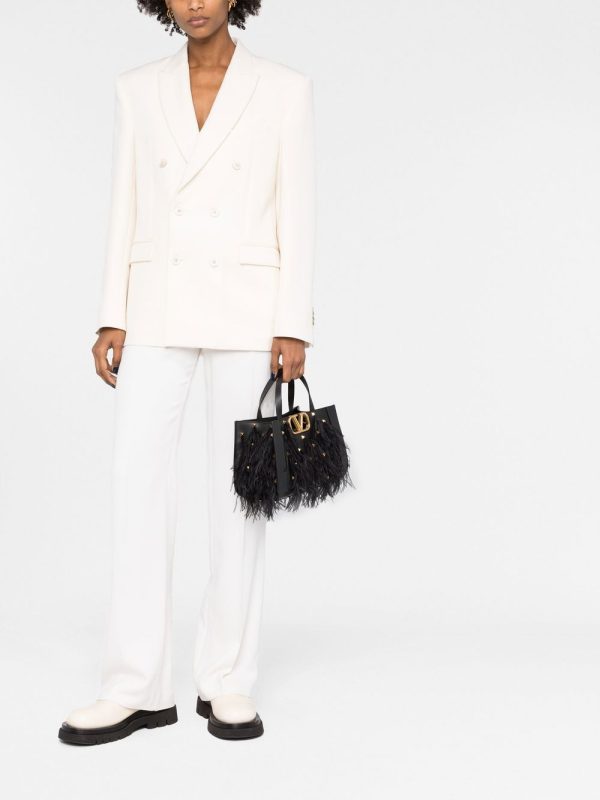 Valentino Garavani feather-embellished VLogo tote bag - Image 2