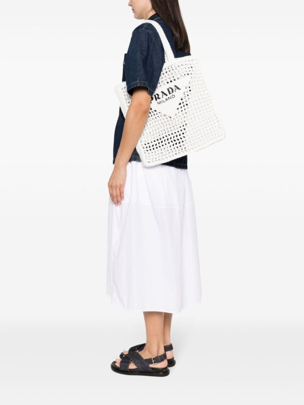 Prada logo-embroidered crochet tote bag - Image 2