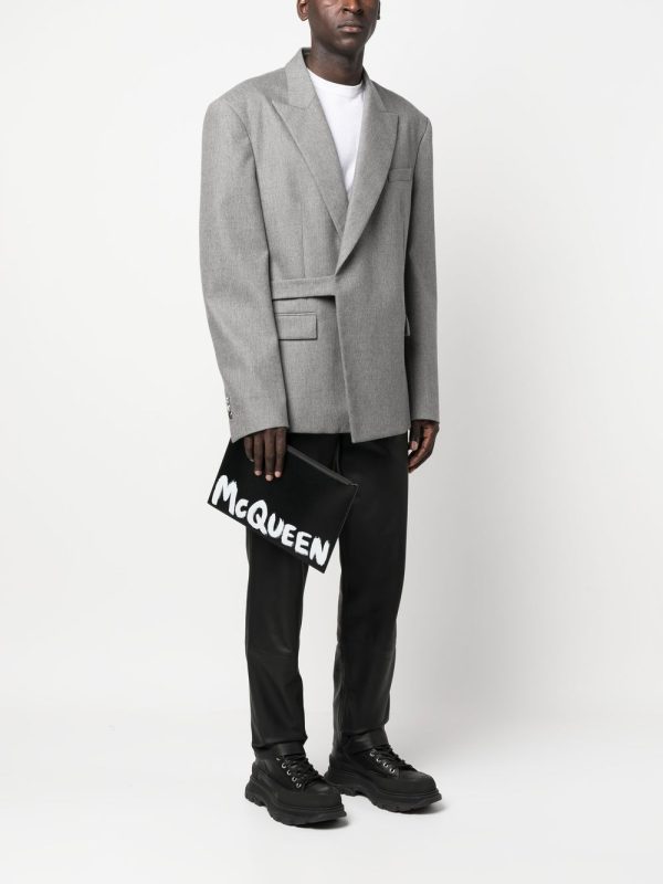 Alexander McQueen logo-print leather clutch bag - Image 2
