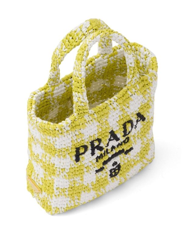 Prada logo-knit gingham tote bag - Image 2