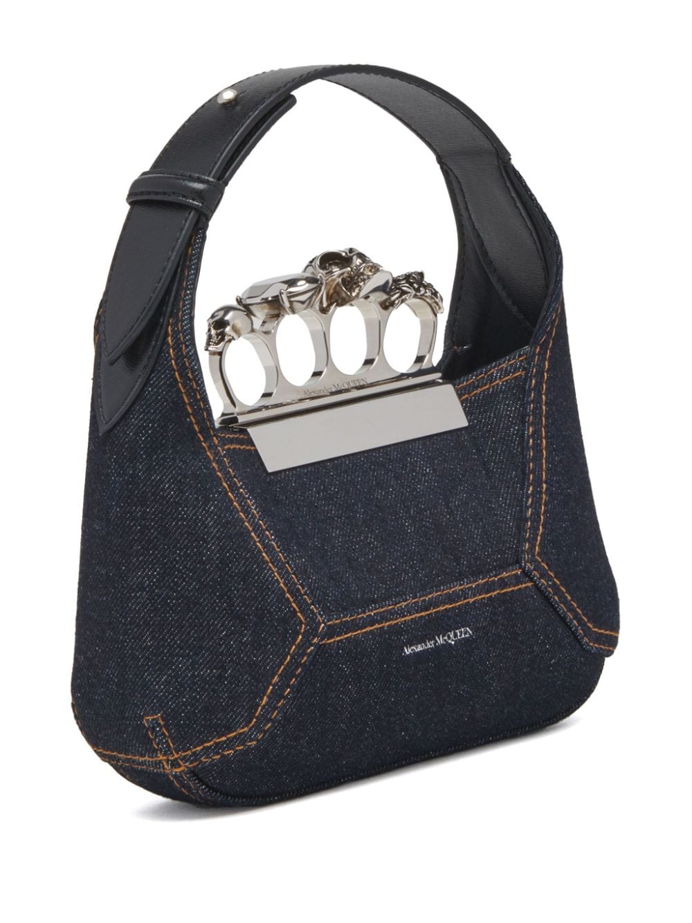 Alexander McQueen mini The Jewelled Hobo denim tote bag - Image 2