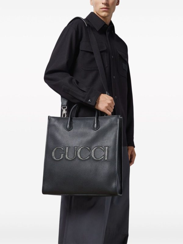 Gucci logo-embossed leather tote bag - Image 2