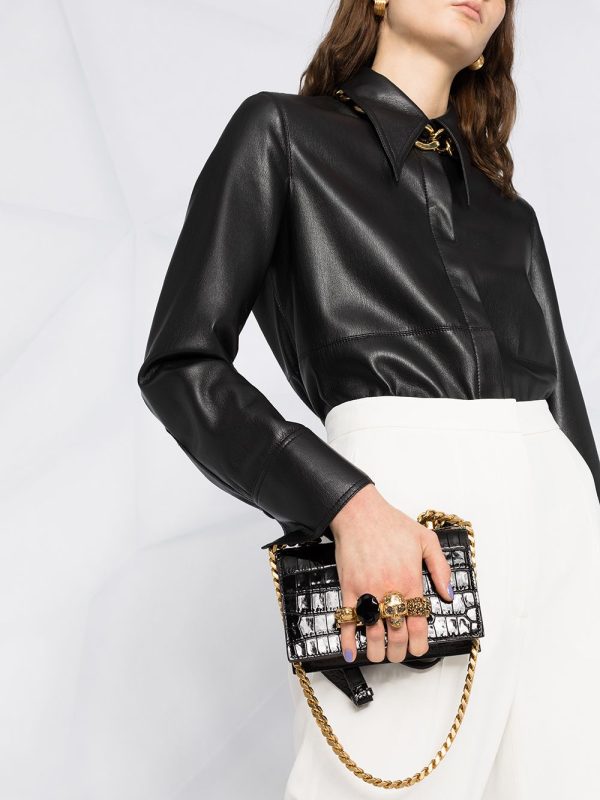 Alexander McQueen Jewelled crocodile-effect satchel - Image 5