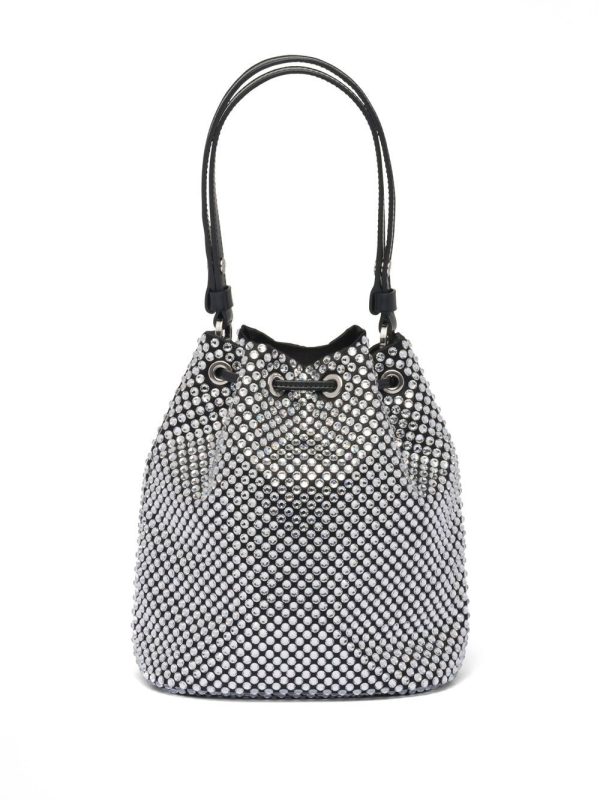 Prada mini crystal-embellished satin bucket bag - Image 3
