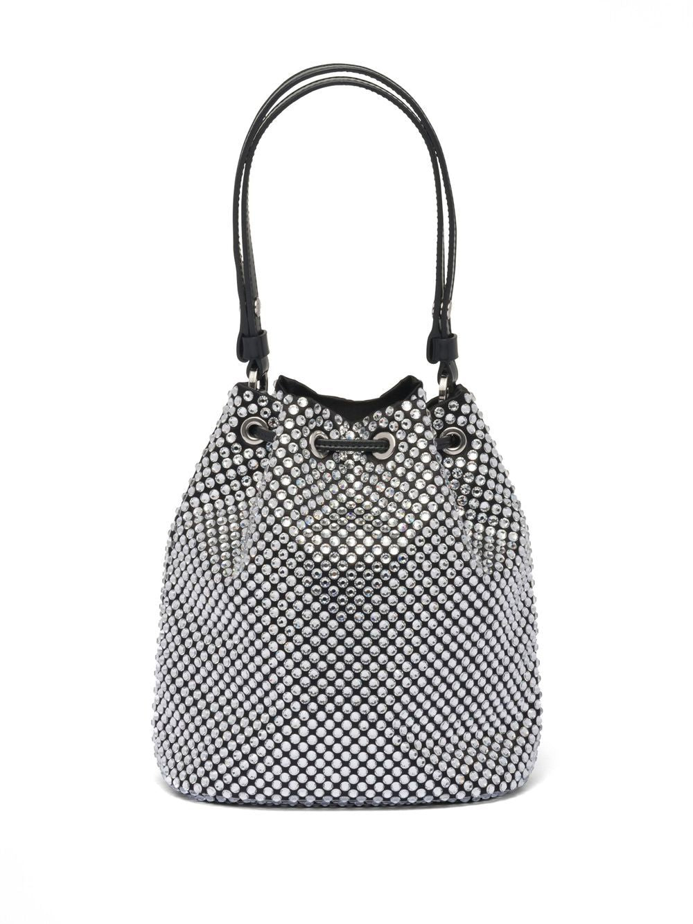 Prada mini crystal-embellished satin bucket bag - Image 3