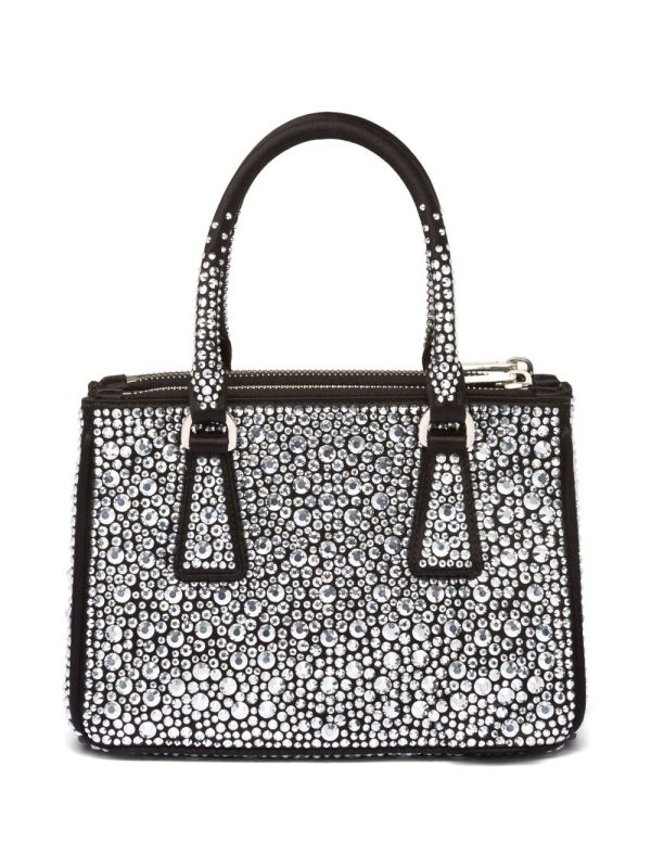 Prada Galleria crystal-embellished satin mini bag - Image 3