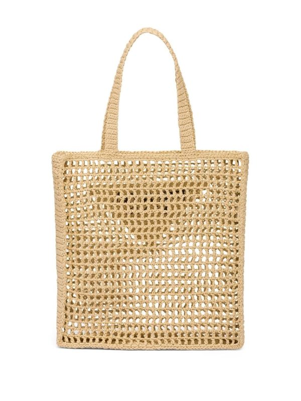 Prada woven-logo raffia tote bag - Image 3