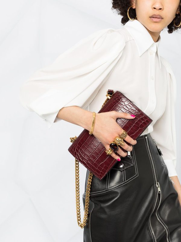 Alexander McQueen Jewelled crocodile-effect satchel - Image 5
