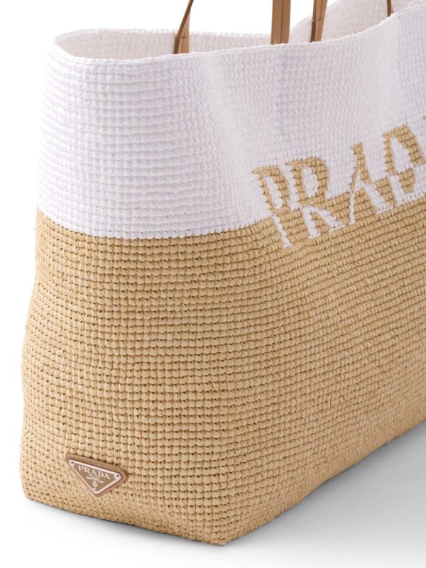 Prada logo raffia tote bag - Image 3