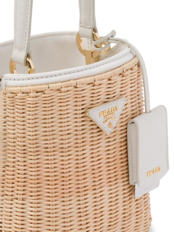 Prada Panier wicker and canvas bag - Image 3