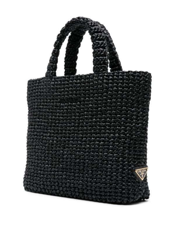 Prada logo-embroidered straw tote bag - Image 3