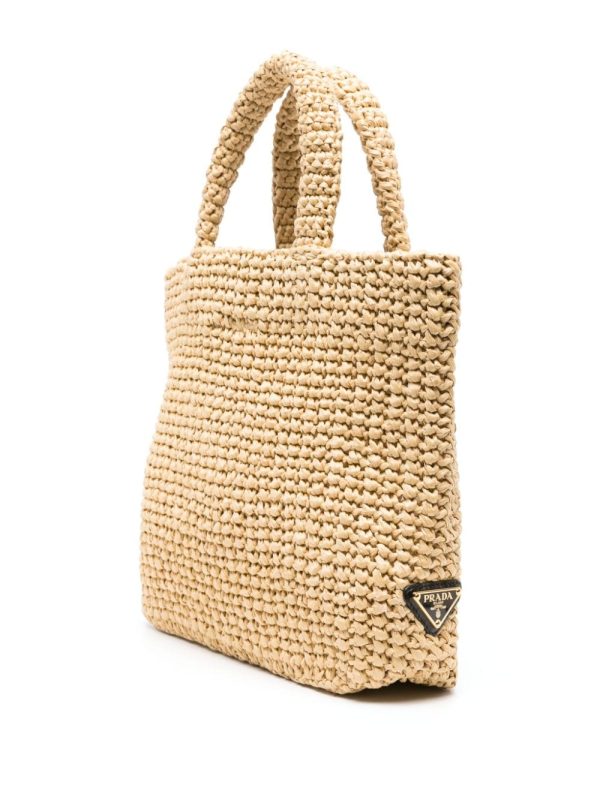 Prada logo-embroidered straw tote bag - Image 3